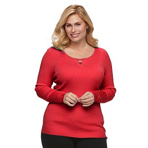 Plus Size Croft & Barrow® Ribbed Crisscross Sweater