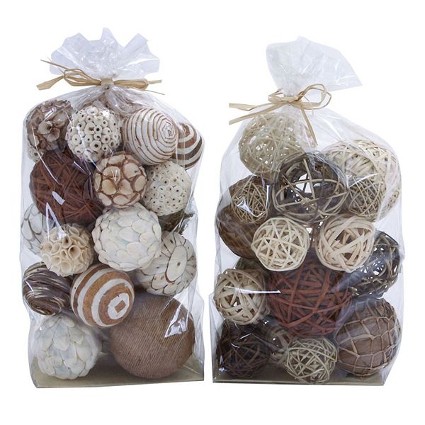 Rustic Assorted Ball Vase Filler 44piece Set