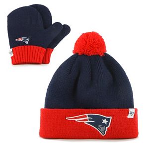 Youth '47 Brand New England Patriots Bam Bam Beanie & Mittens Set