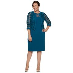 Flow plus size maya brooke sheath evening dress & georgette jacket set and