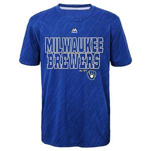 Boys 8-20 Majestic Milwaukee Brewers Geo Fuse Sublimated Cool Base Tee
