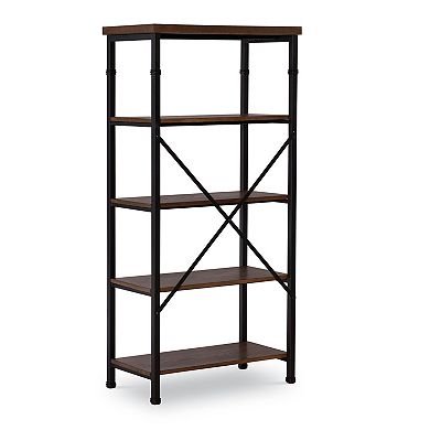 Linon Austin 4-Shelf Industrial Bookshelf 