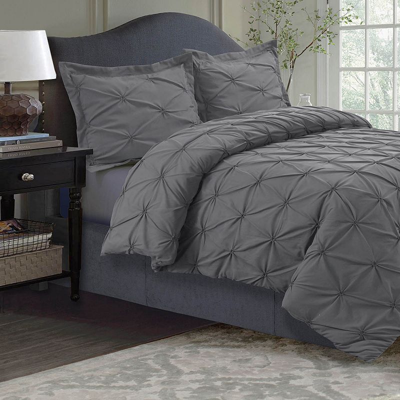 Sydney Microfiber Duvet Cover Set, Grey, Queen