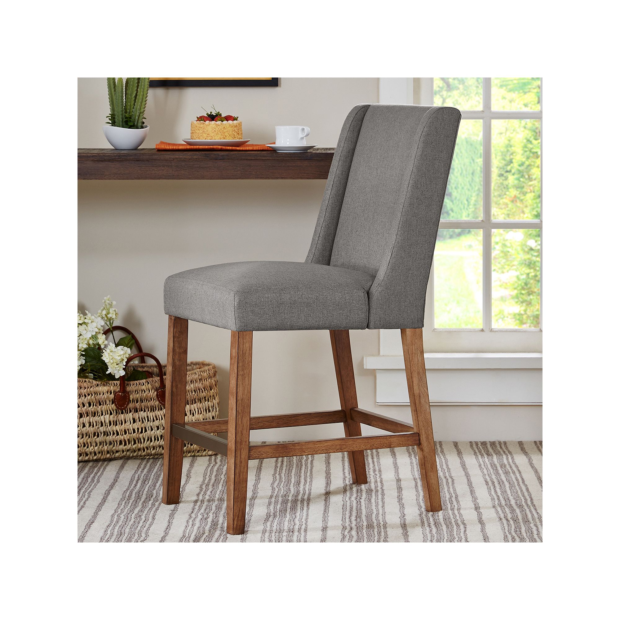 Madison Park Victor Wingback Counter Stool, Gray