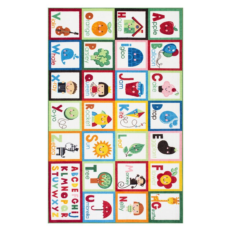 nuLOOM Giza Alphabet Block Rug, Multi, 6.5X9 Ft