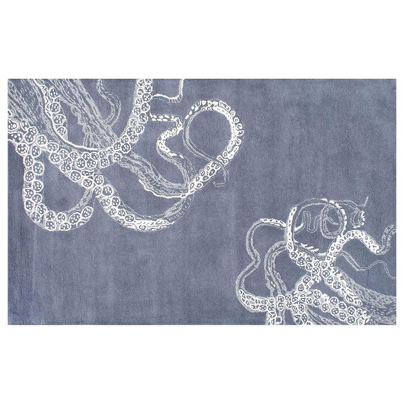 nuLOOM Kyoto Octopus Tail Wool Blend Rug, Blue, 7.5X9.5 Ft