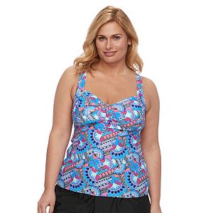 Plus Size Croft & Barrow庐 Tummy Slimmer Striped D-Cup Tankini Top