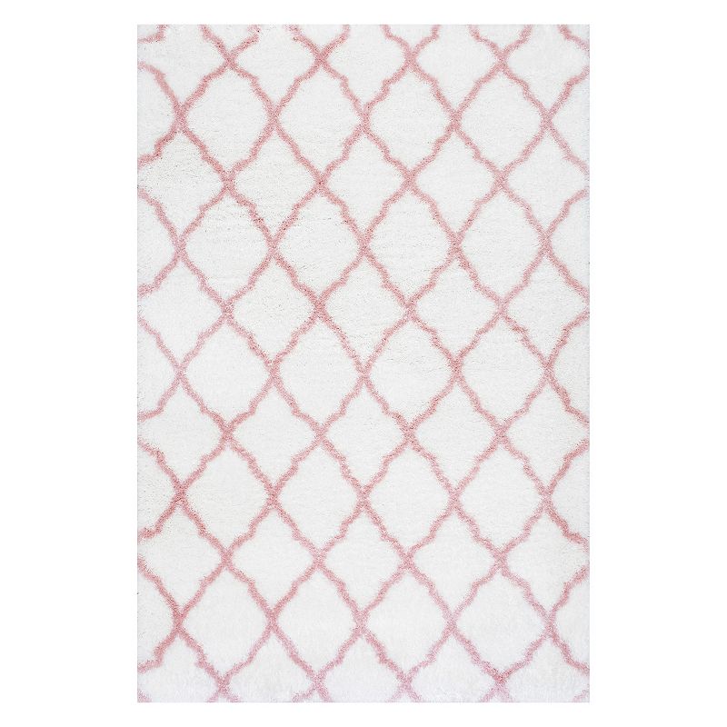 48965329 nuLOOM Airy Shag Nelda Lattice Rug, Light Pink, 9X sku 48965329
