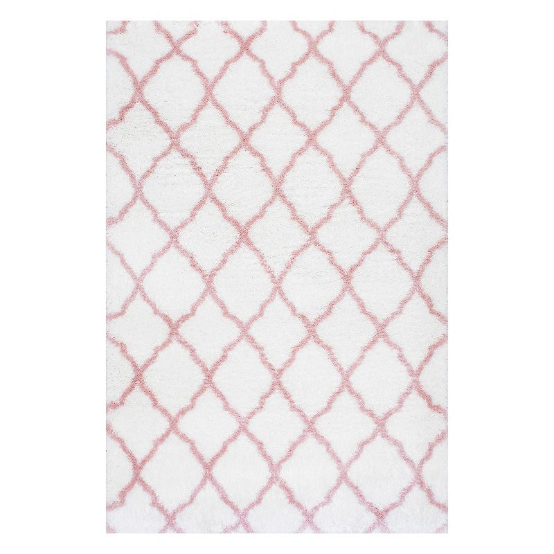 nuLOOM Airy Shag Nelda Lattice Rug, Light Pink, 9X12 Ft