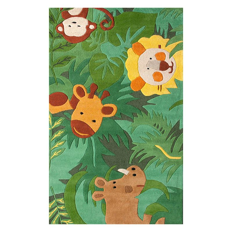 nuLOOM Kinder King Of The Jungle Wool Rug, Green, 5X7 Ft