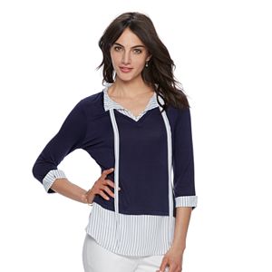 Women's ELLE™ Ruffle Mock-Layer Top