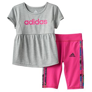 Baby Girl adidas Babydoll Graphic Tunic & Capri Set
