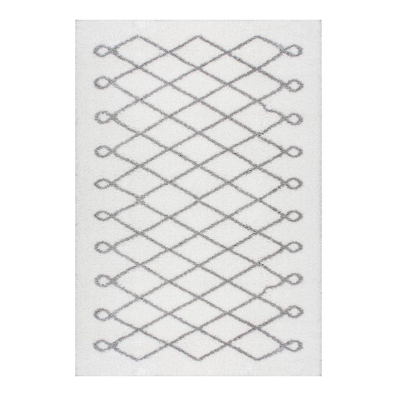 nuLOOM Airy Shag Stasia Diamond Geometric Rug, Grey, 6.5X9 Ft