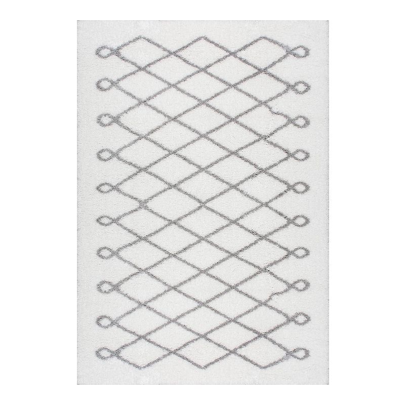 nuLOOM Airy Shag Stasia Diamond Geometric Rug, Grey, 6.5X9 Ft