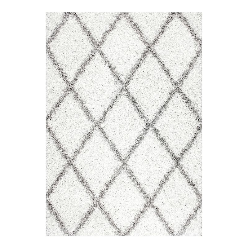 nuLOOM Easy Shag Shanna Lattice Rug, White, 12X18 Ft