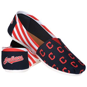 Women's Forever Collectibles Cleveland Indians Striped Canvas Shoes
