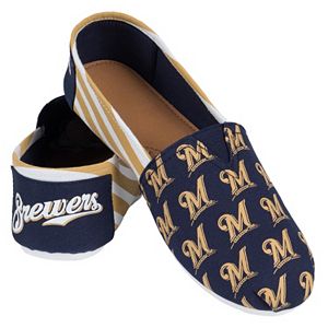Women's Forever Collectibles Milwaukee Brewers Striped Canvas Shoes