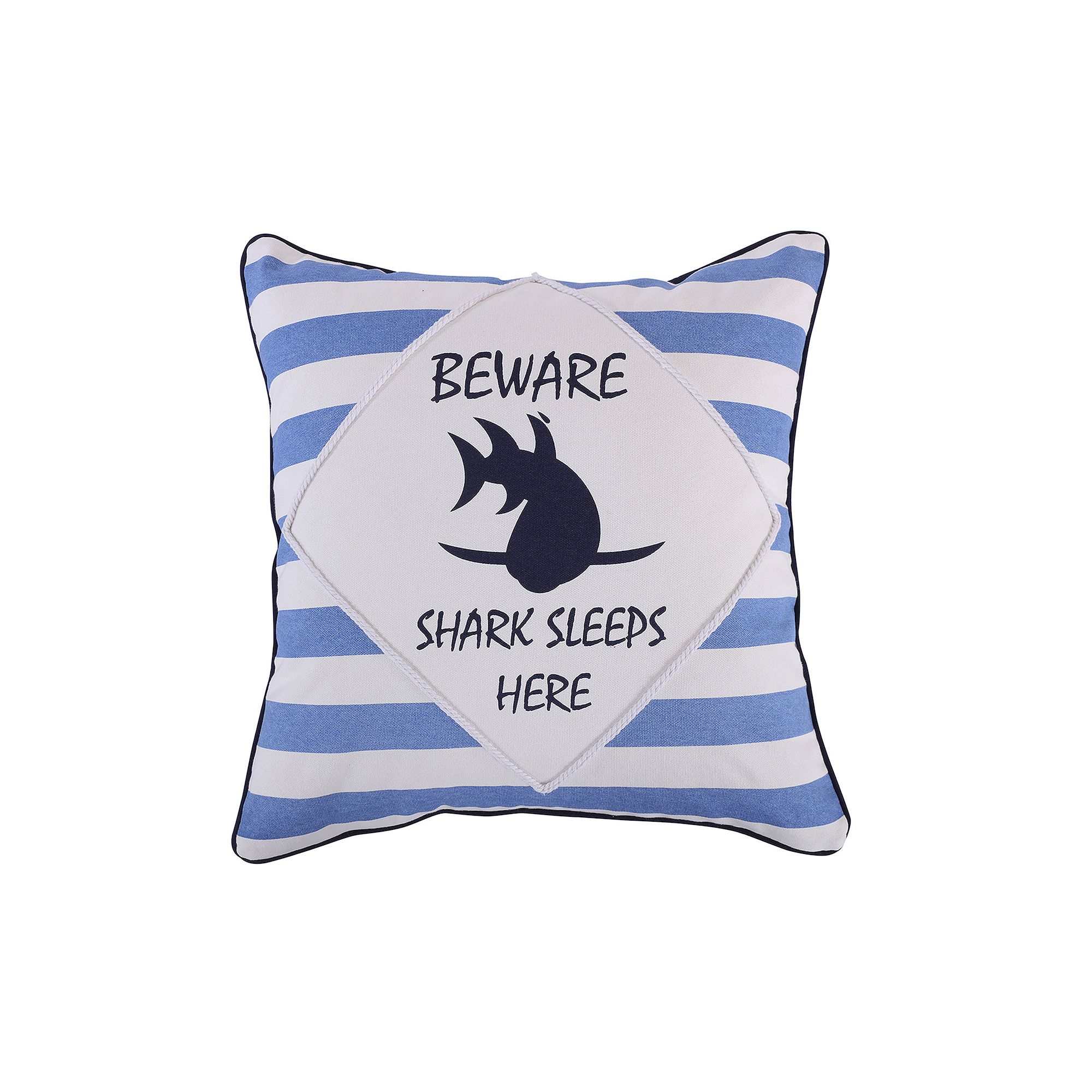 Sammy Shark Beware Throw Pillow, Blue