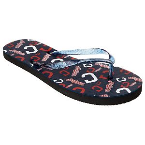 Women's Cleveland Indians Multi-Logo Glitter Flip-Flops