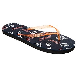 Women's Detroit Tigers Multi-Logo Glitter Flip-Flops