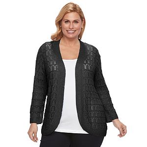 Plus Size Napa Valley Crochet Open-Front Cardigan