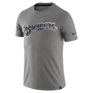 Men's Nike Milwaukee Brewers Marled Wordmark Tee