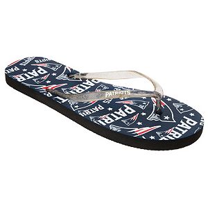Women's New England Patriots Multi-Logo Glitter Flip-Flops