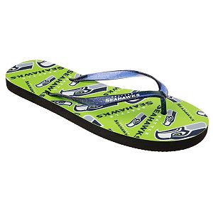 Women's Seattle Seahawks Multi-Logo Glitter Flip-Flops