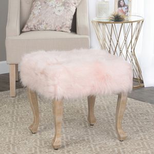 HomePop Blush Faux-Fur Stool End Table