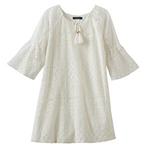 Girls 7-16 My Michelle 3/4-Length Bell Sleeve Lace Shift Dress