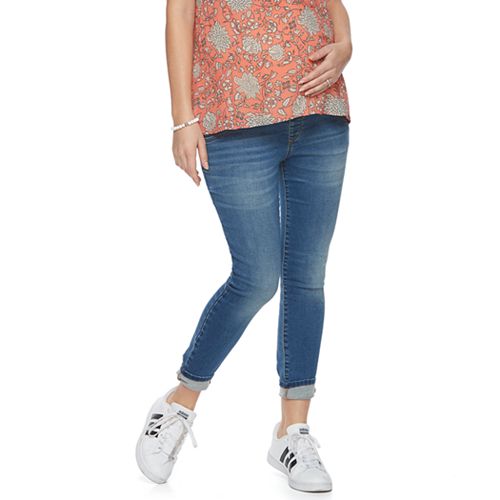 Maternity aglow Belly Panel Faded Capri Jeans
