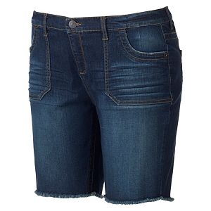 Juniors' Plus Size Mudd® FLX Stretch Frayed Jean Shorts