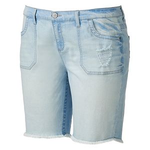 Juniors' Plus Size Mudd® FLX Stretch Frayed Jean Shorts