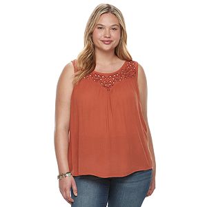 Juniors' Plus Size Mudd® Embroidered Yoke Tank
