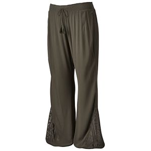 Juniors' Plus Size Mudd® Crochet Wide Leg Pants