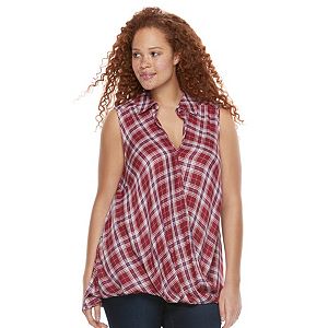 Plus Size Rock & Republic® Twist Front Plaid Top