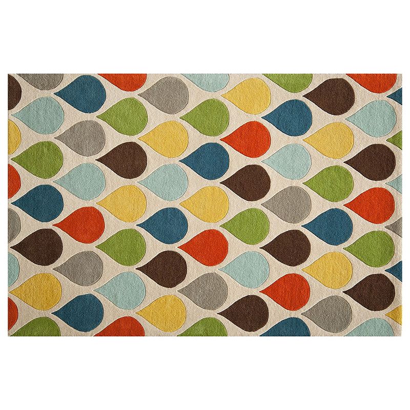 Momeni Delhi Teardrop Geometric Wool Rug, Multicolor, 3.5X5.5 Ft