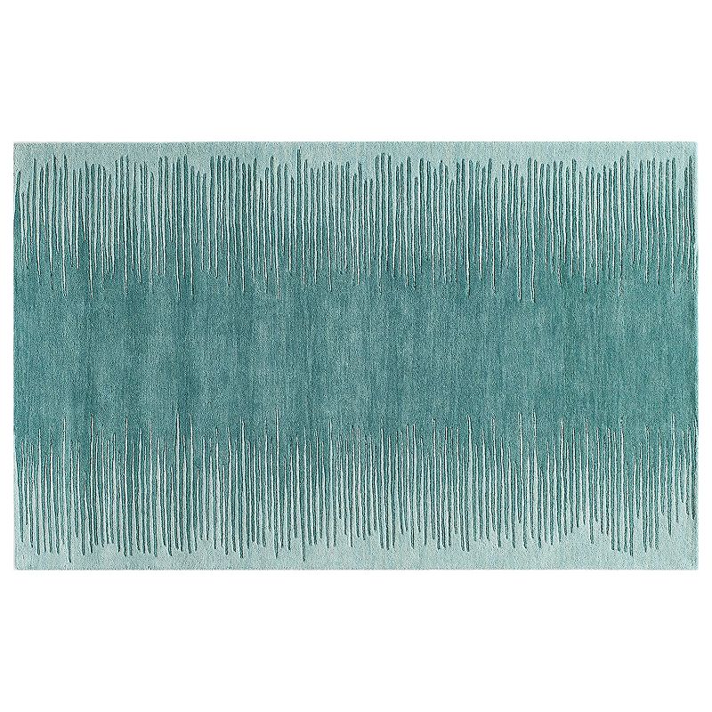 Momeni Delhi Seismic Striped Wool Rug, Turquoise/Blue, 5X8 Ft