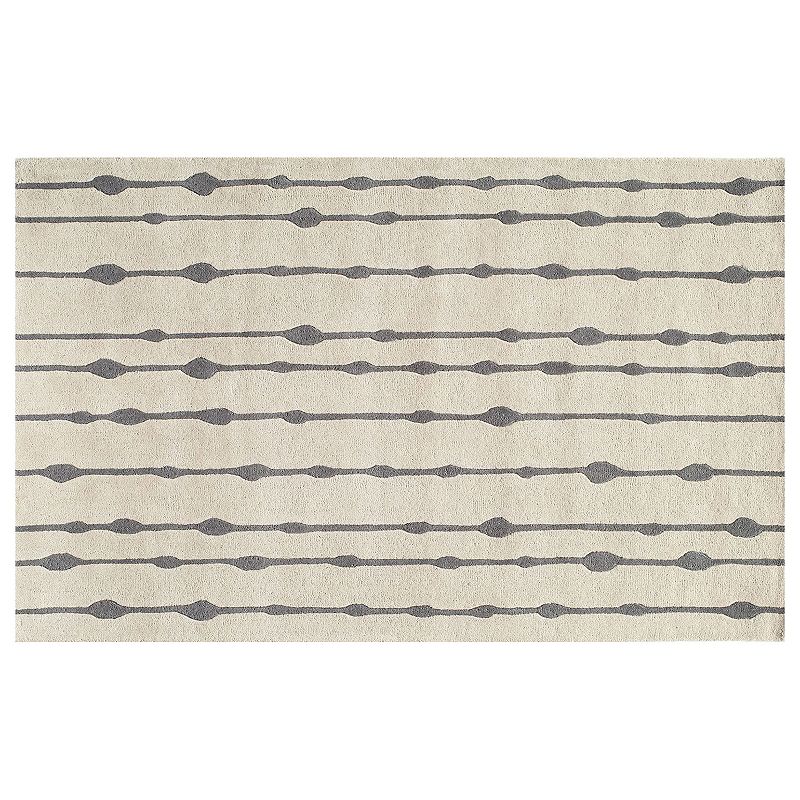 Momeni Delhi Bead Striped Wool Rug, Grey, 3.5X5.5 Ft