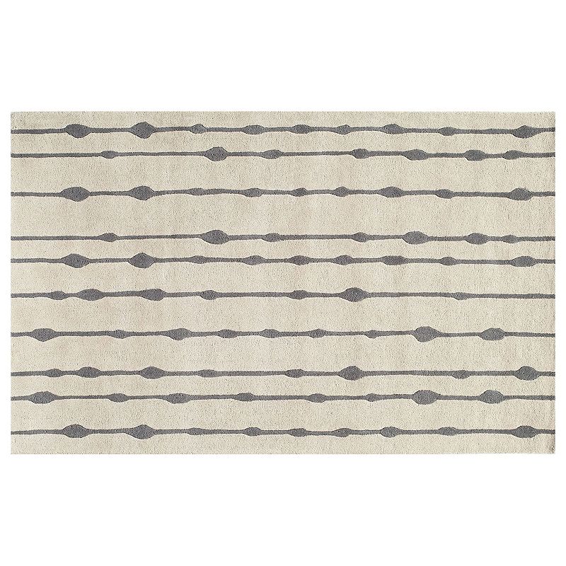 Momeni Delhi Bead Striped Wool Rug, Grey, 5X8 Ft