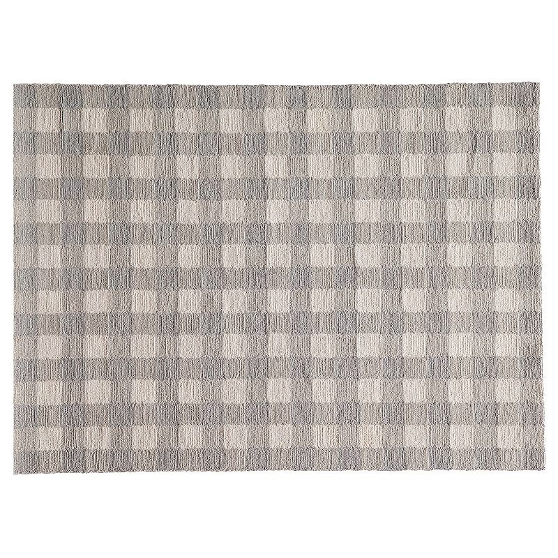 Momeni Geo Gingham Rug, Light Grey, 2X7.5 Ft