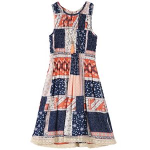 Girls 7-16 Speechless Knee Length Patchwork Dress with Necklace