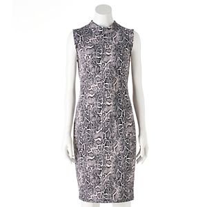 Women's Jennifer Lopez Snakeskin Print Mockneck Sheath Dress