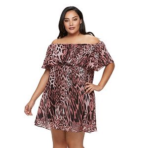 Plus Size Jennifer Lopez Off-the-Shoulder Ruffle Shift Dress