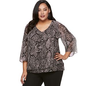 Plus Size Jennifer Lopez Ruffle Chiffon Top