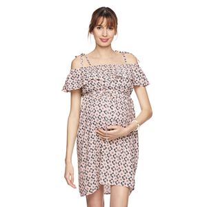 Maternity a:glow Print Off-the-Shoulder Babydoll Dress