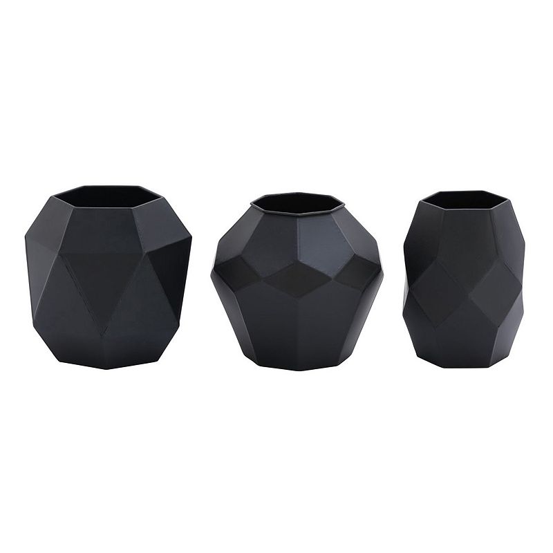 Modern Reflections Geometric Vase 3-piece Set, Grey
