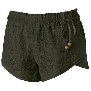 Juniors' Rewind Envelope-Hem Lace Shortie Shorts