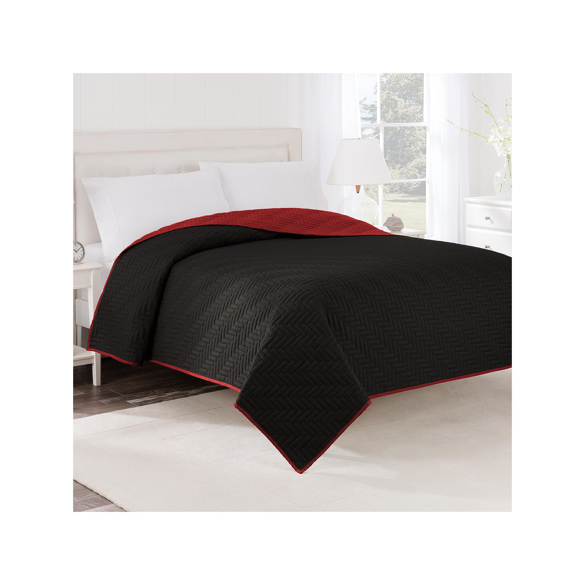 Martex Reversible Coverlet, Ebony Red