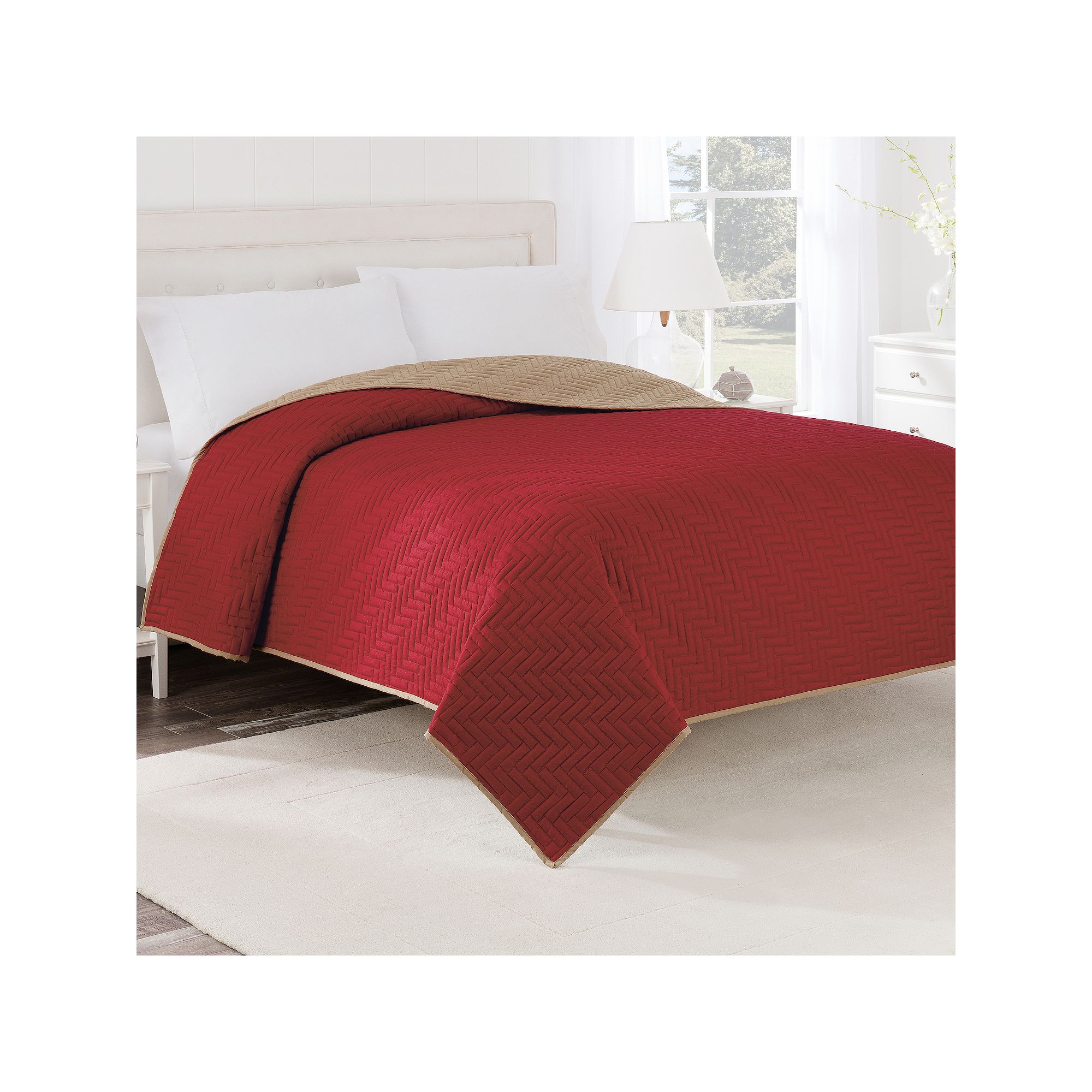 Martex Reversible Coverlet, Green